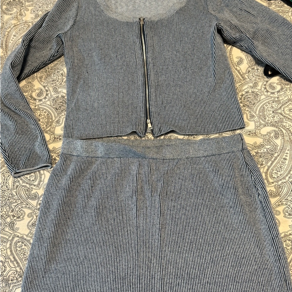 Striped Gray Women's Skirt and top